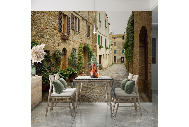 Фотообои «Дорога через дворик старого города, городская улица» в интерьере