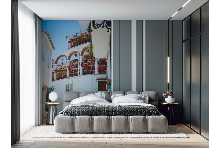 Фотообои «Светлая улица в старом городе Испании» в интерьере