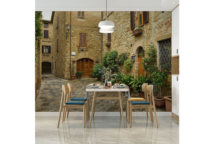 Фотообои «Дорога в старый двор, улица старинного города» в интерьере