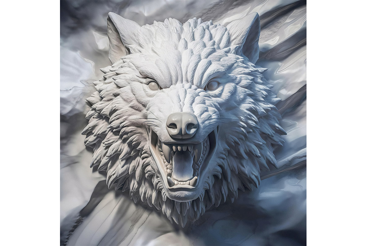 Фотообои «Волк под каменный барельеф»