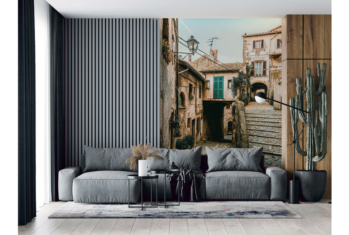 Фотообои «Уютный дворик на улице в старом городке» в интерьере