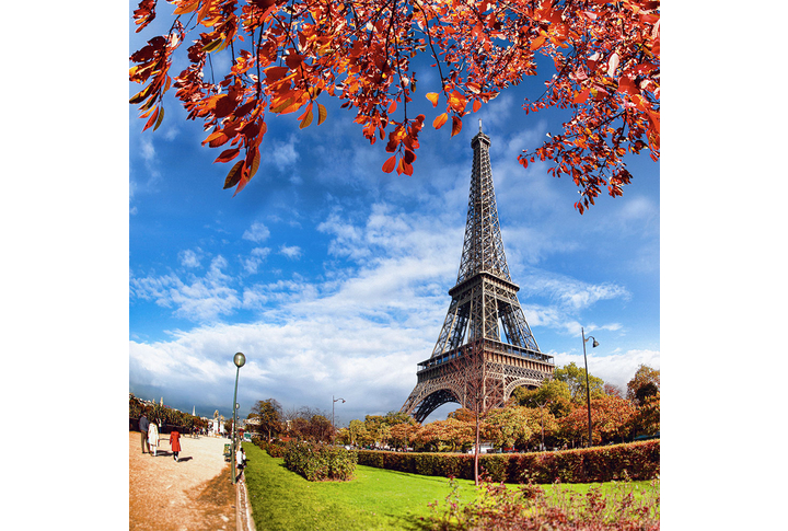 Фотообои «Эйфелева башня в осеннем парке Парижа»