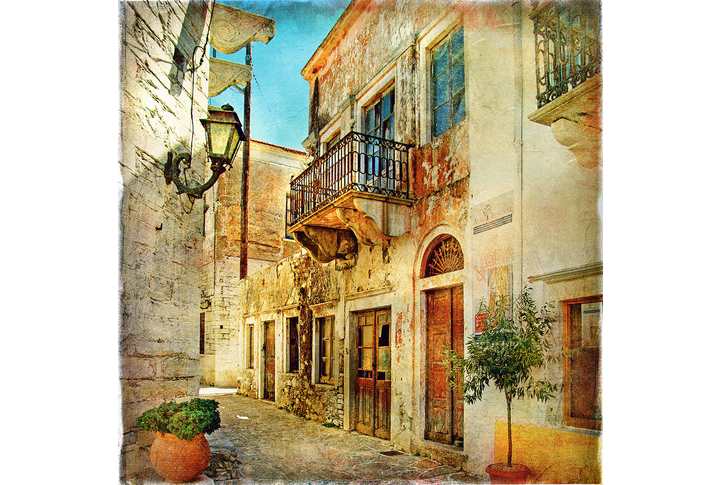 Фотообои «Старая улица с фонарем в винтажном стиле»