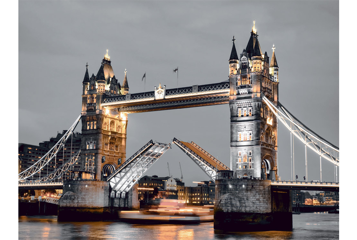 Фотообои «Ночной Тауэрский мост в Лондоне в черно-белом»