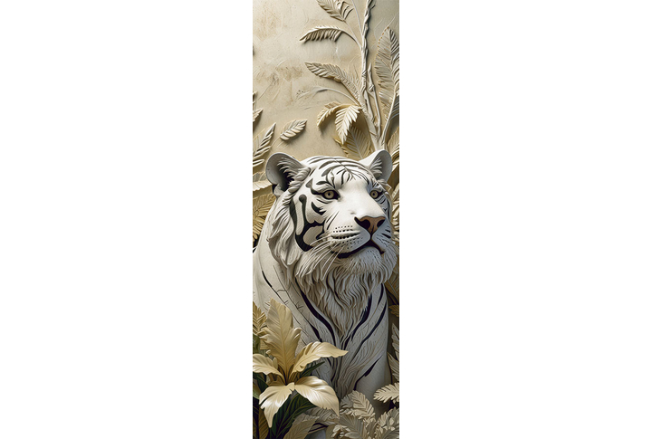 Фотообои «Белый тигр под барельеф»