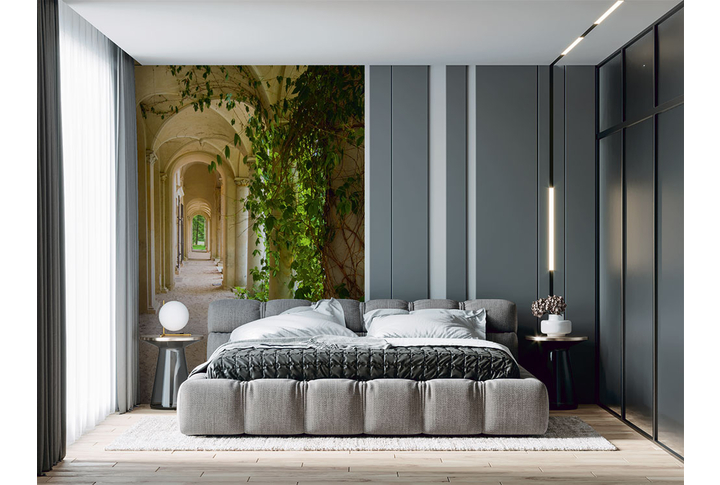 Фотообои «Арка и колонны увитые плющом» в интерьере