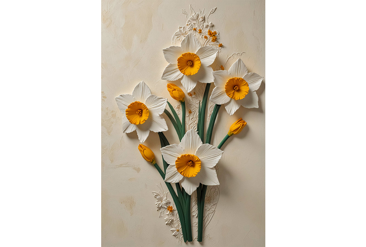 Фотообои «Цветы нарциссов на штукатурке»