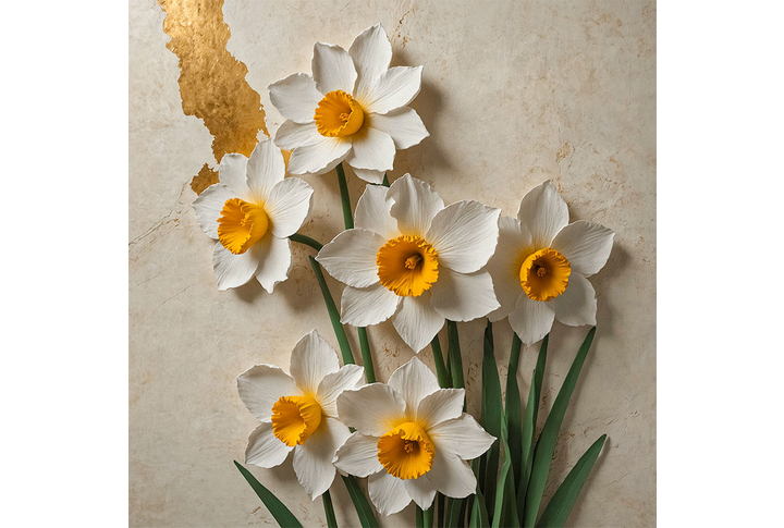 Фотообои «Нарциссы под лепнину»