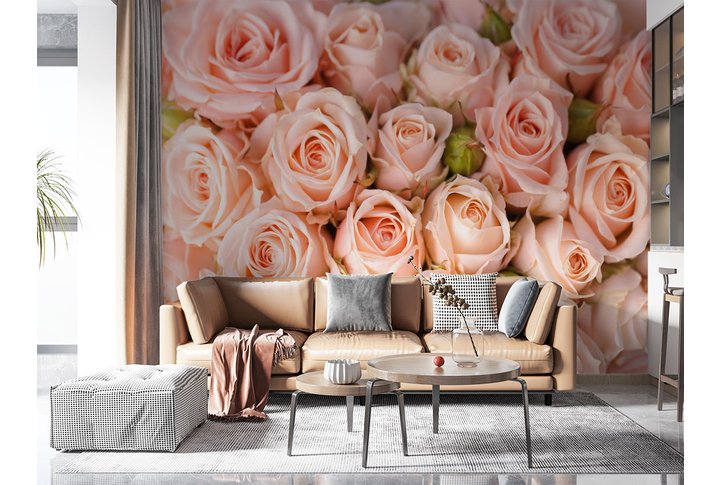 Фотообои «Розы розовые, большие бутоны цветов» в интерьере