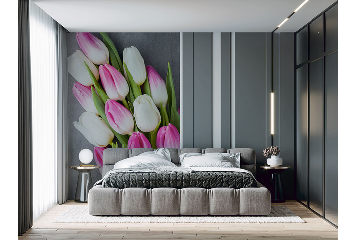 Фотообои «Тюльпаны, цветы в букете» в интерьере