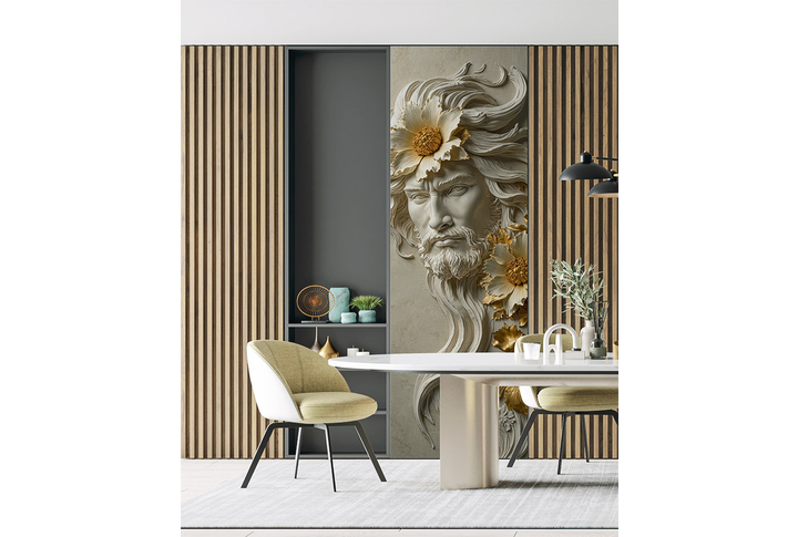 Фотообои «Портрет мужчины под лепнину» в интерьере