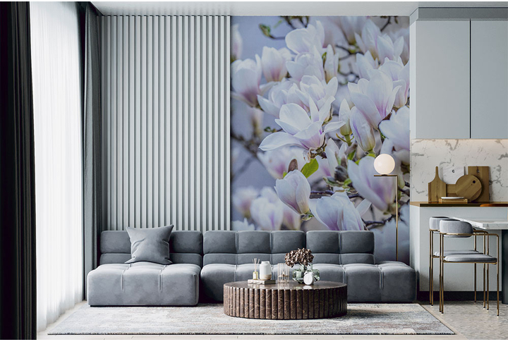 Фотообои «Магнолии на ветках» в интерьере