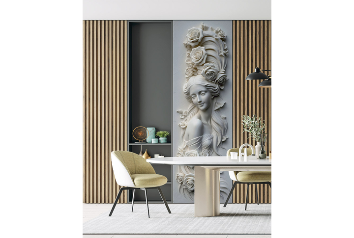 Фотообои «Барельеф дева и розы» в интерьере