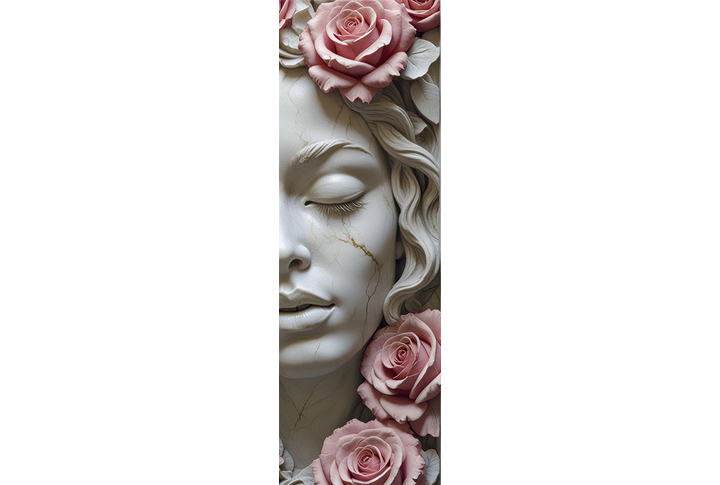 Фотообои «Мраморная дева и розы под барельеф»