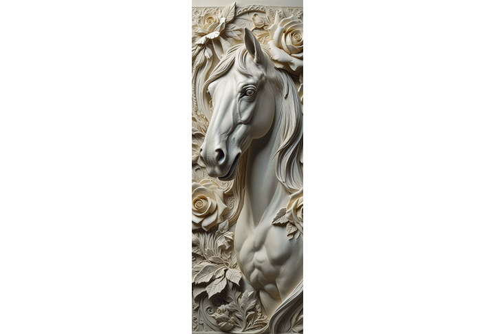 Фотообои «Лошадь и розы под барельеф»