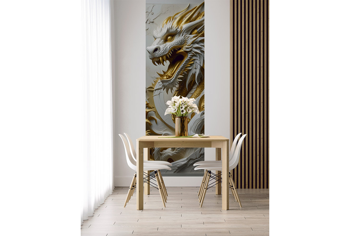 Фотообои «Китайский дракон барельеф» в интерьере