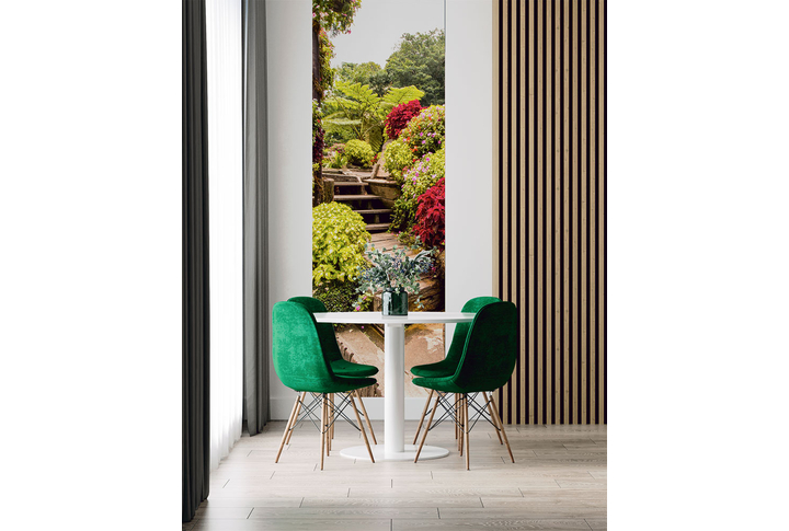 Фотообои «Деревянная лестница в осеннем саду» в интерьере