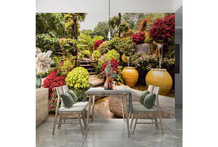 Фотообои «Красивый сад ранней осенью» в интерьере