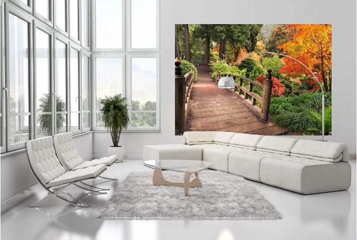 Фотообои «Мостик в Осень» в интерьере