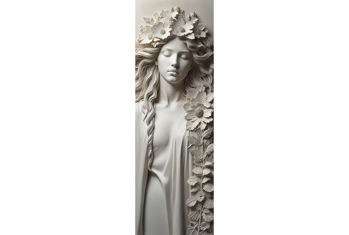 Фотообои «Барельеф девушка 3Д в цветах»