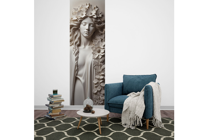 Фотообои «Барельеф девушка 3Д в цветах» в интерьере