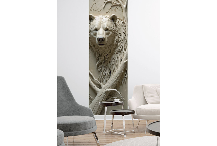 Фотообои «Медведь 3D под лепнину» в интерьере
