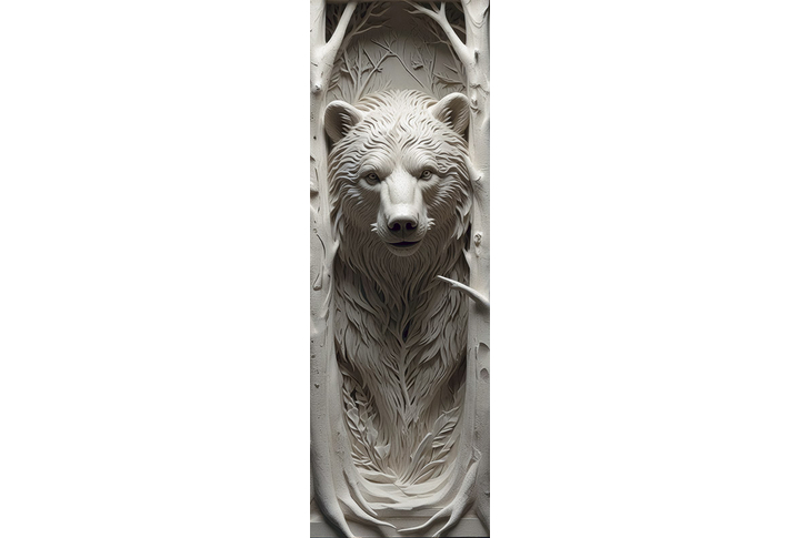 Фотообои «Медведь и деревья под объемную лепнину»