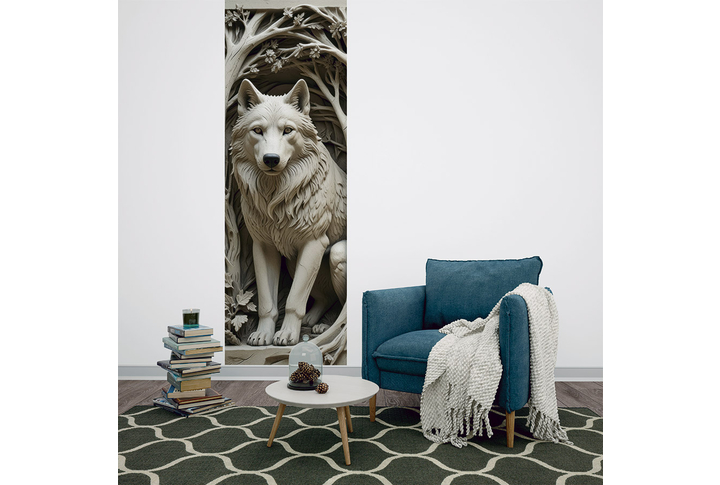 Фотообои «Барельеф с волком под деревьями» в интерьере