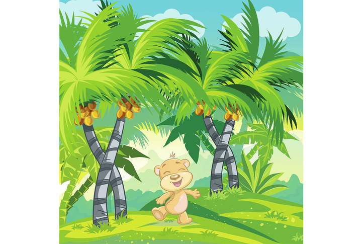 Фотообои «Веселый мишутка в джунглях для детей»