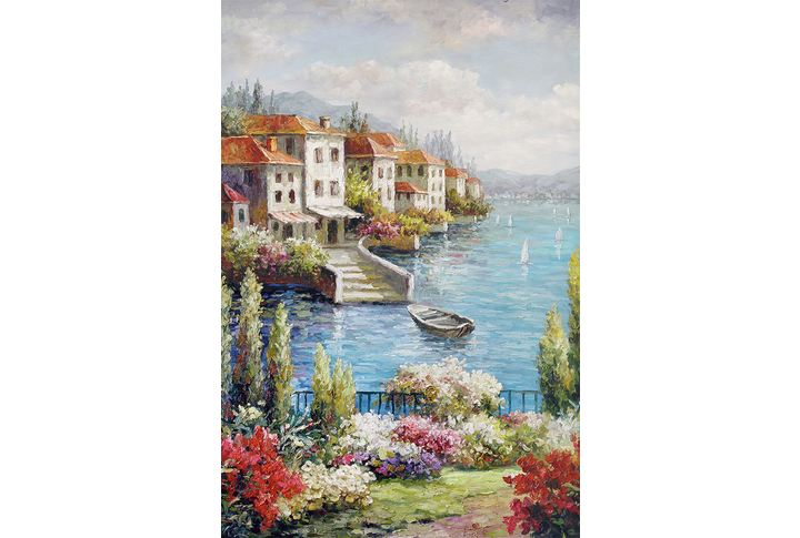 Фотообои «Цветущий сад на террасе старого города»