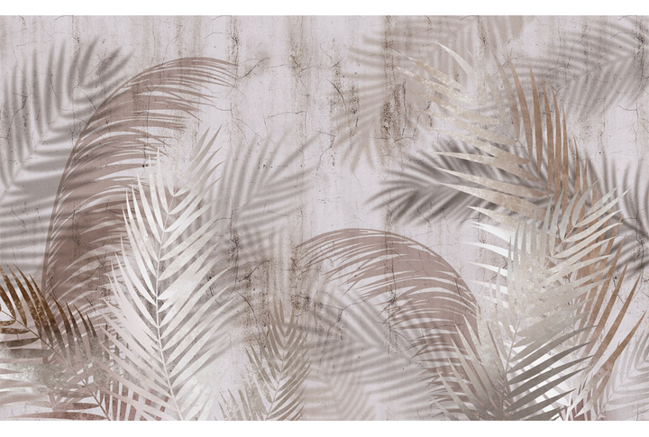 Фотообои «Пальмовые листья и тени на бетоне»