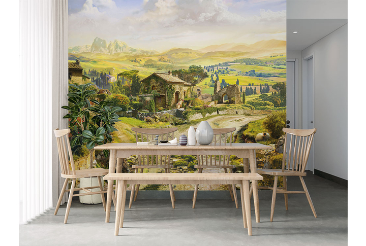 Фотообои «Летний день в деревне, природа в солнечный полдень» в интерьере