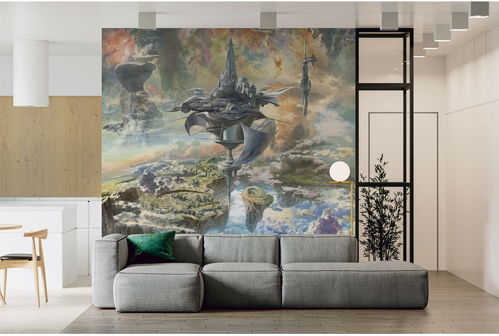 Фотообои «Космический корабль на просторах галактики» в интерьере
