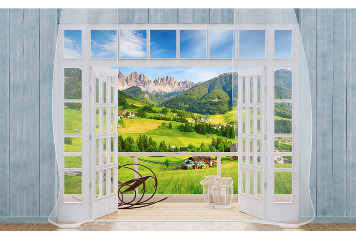 Фотообои «Веранда с видом на деревенские поля»