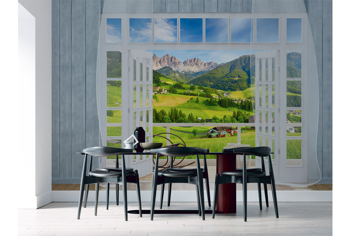 Фотообои «Веранда с видом на деревенские поля» в интерьере