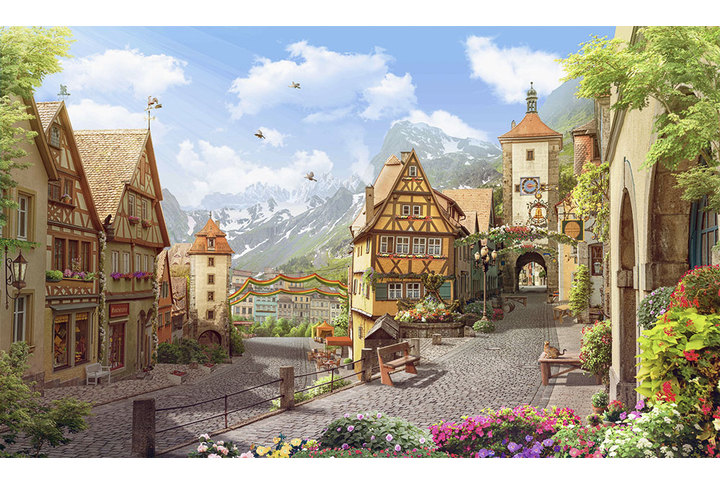 Фотообои «Панорама улочки старого города в горах»