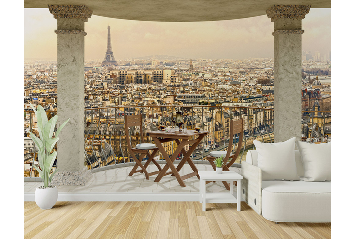 Фотообои «Терраса с колоннами и кафе в Париже» в интерьере