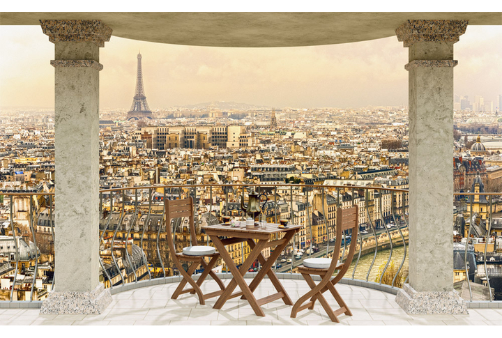 Фотообои «Веранда с видом на ночной город»