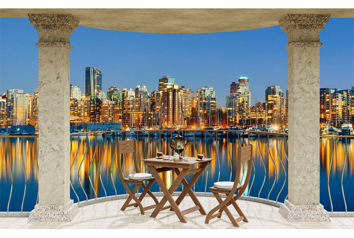 Фотообои «Терраса с колоннами с видом на Ванкувер»