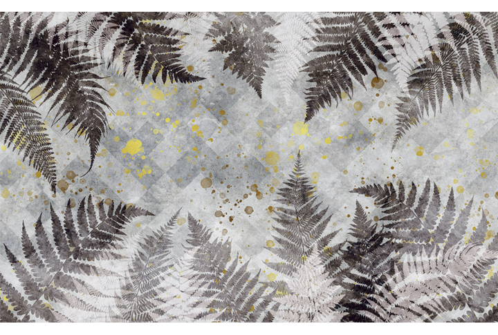 Фотообои «Тропический папоротник силуэты на бетоне»