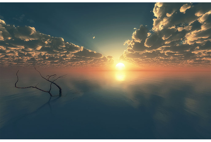 Фотообои «Закат и облака над морской гладью»