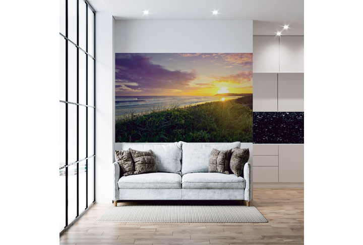 Фотообои «Морской берег на закате» в интерьере