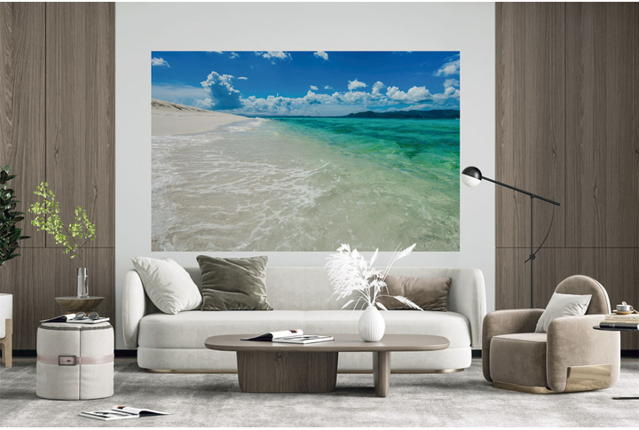 Фотообои «Морской берег с лазурными волнами» в интерьере