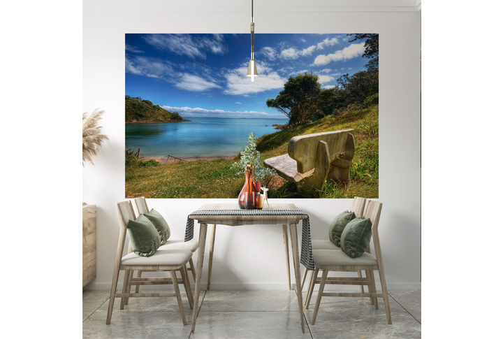 Фотообои «Вид с берега озера» в интерьере